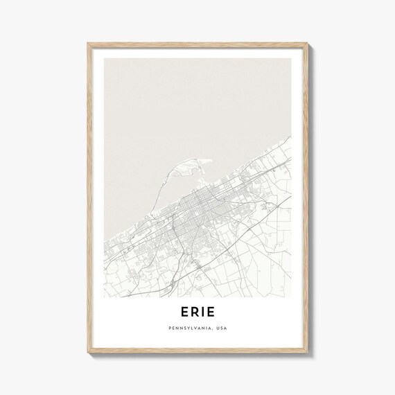 Erie Pennsylvania Minimalist City Map Street Line Art Poster