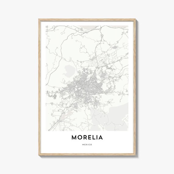 Morelia Mexico City Street Map Minimalist Line Art Wall Print