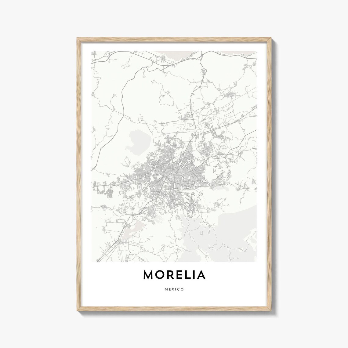 Morelia Mexico City Street Map Minimalist Line Art Wall Print
