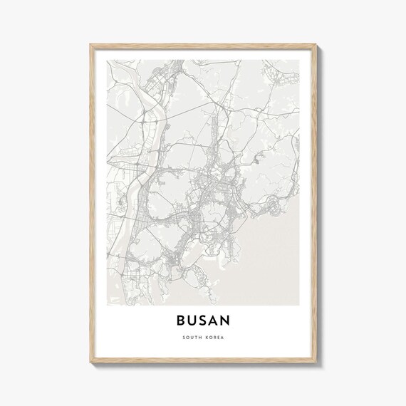 Busan South Korea Minimal City Street Map Coastal Bay Art Print