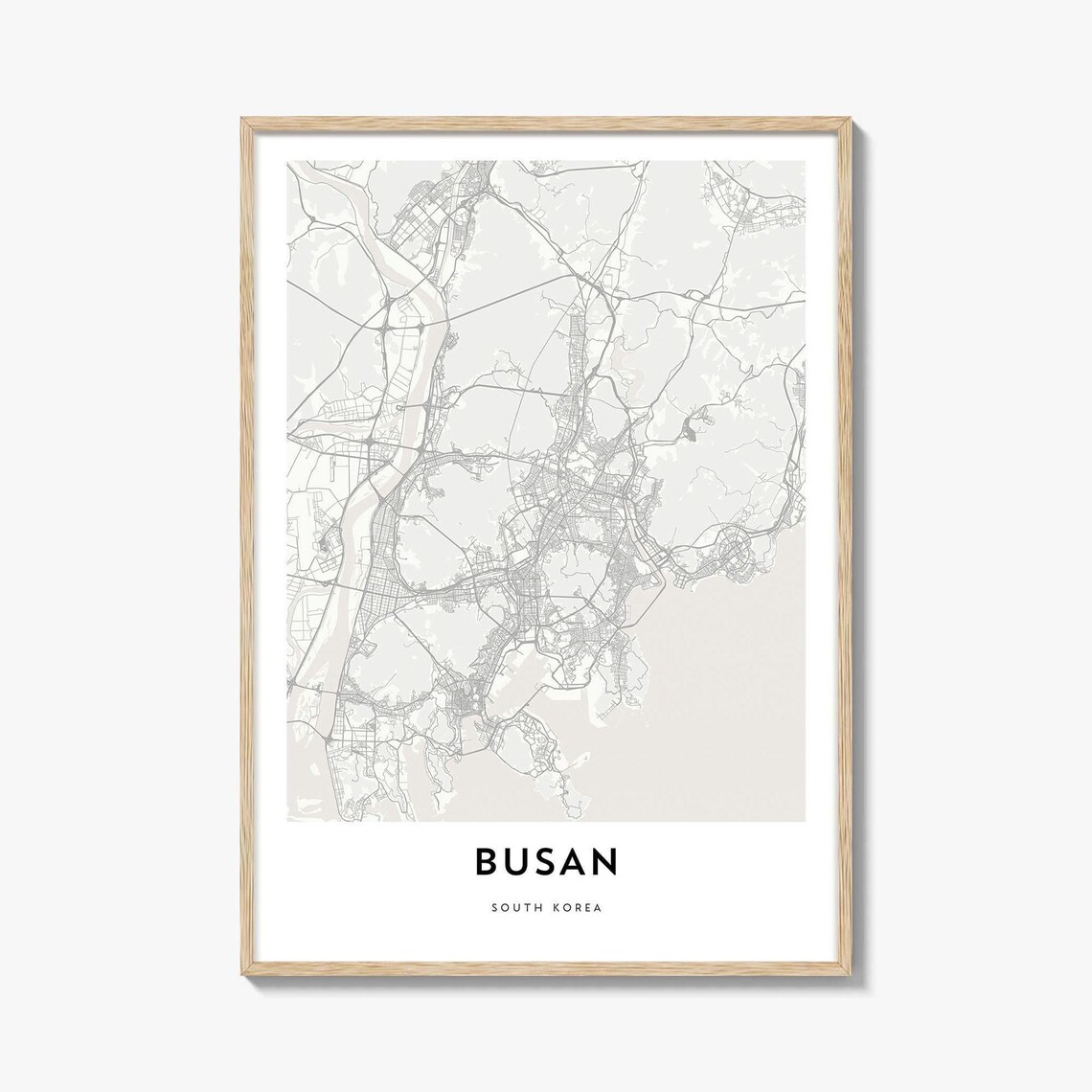 Busan South Korea Minimal City Street Map Coastal Bay Art Print