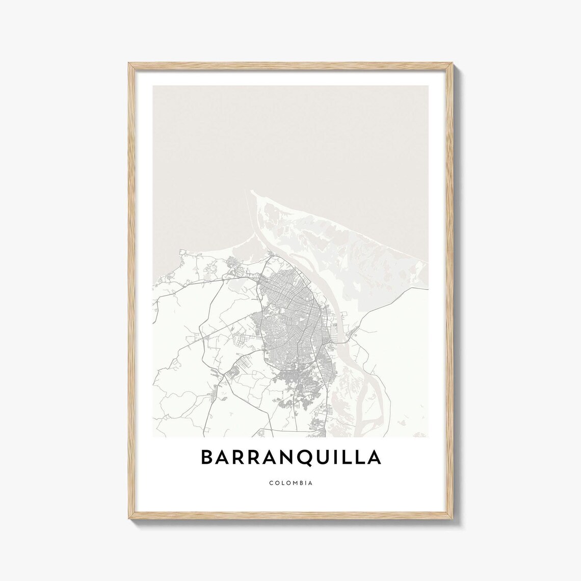 Barranquilla Colombia Minimalist City Street Map Print Gift Decor