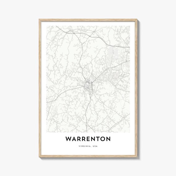 Warrenton Virginia City Street Map Line Art Home Decor Poster