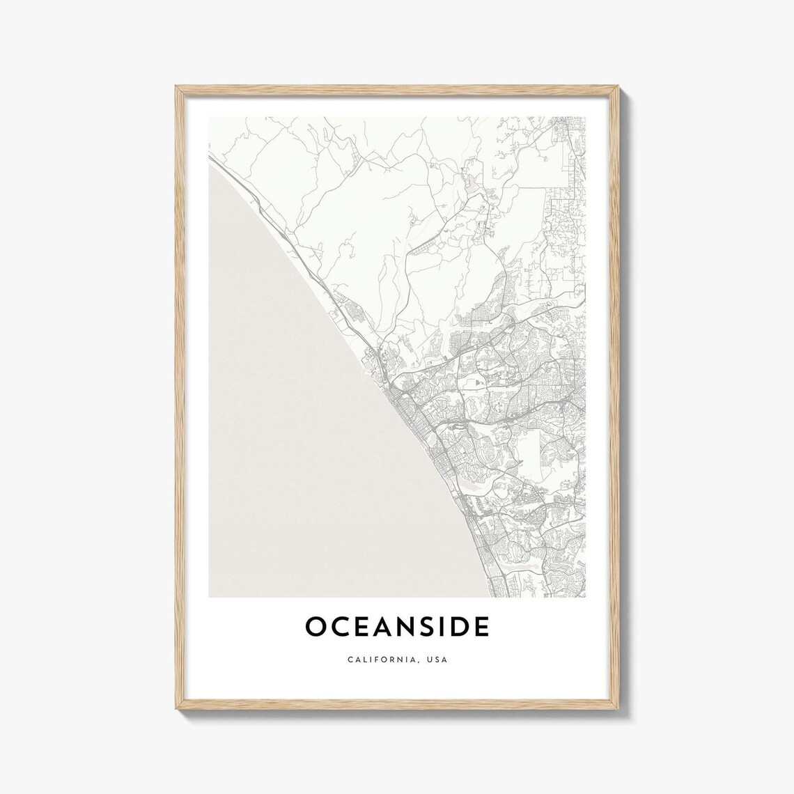Oceanside California Coastal City Map Minimalist Travel Poster