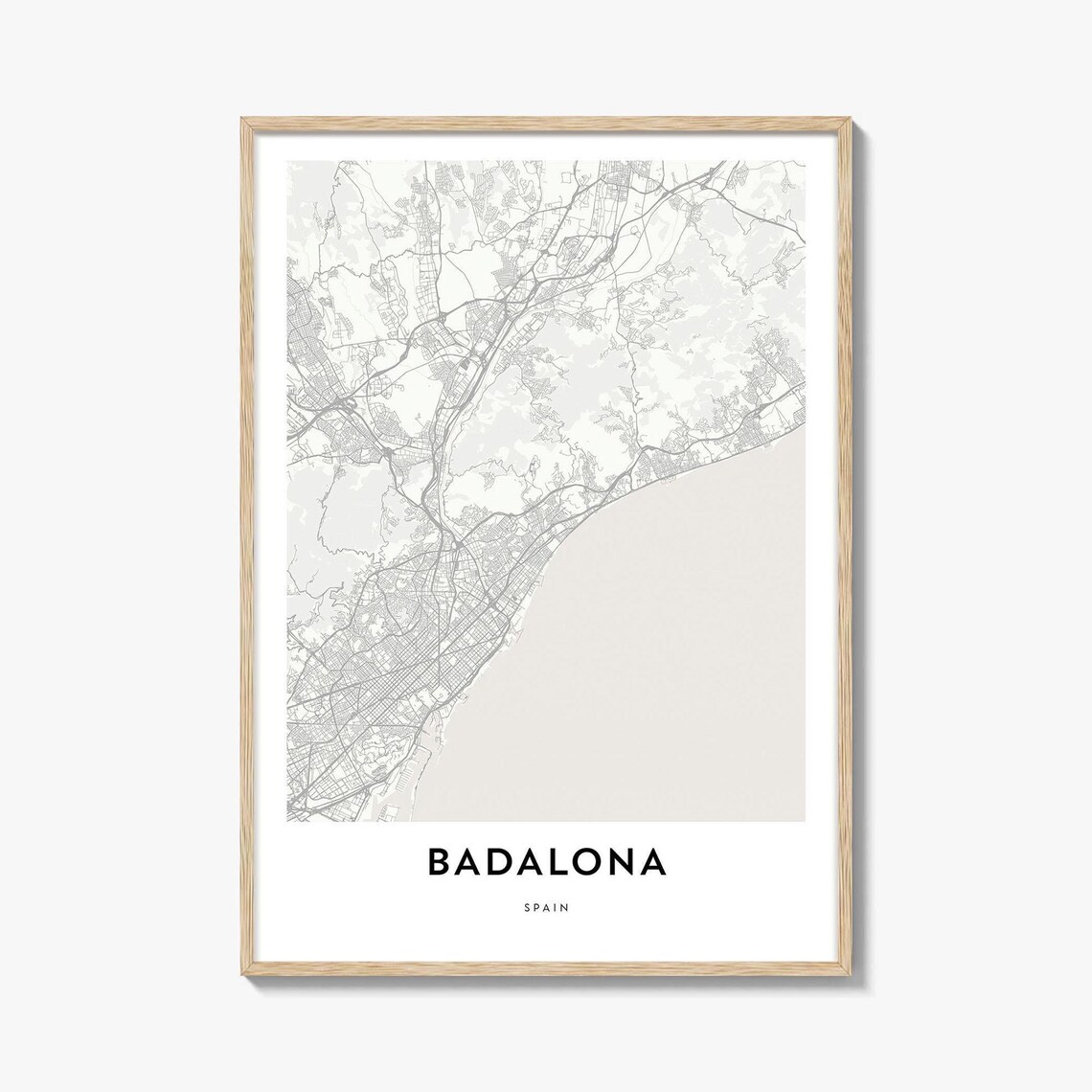 Badalona Spain Minimalist Coastal City Map Street Plan Poster