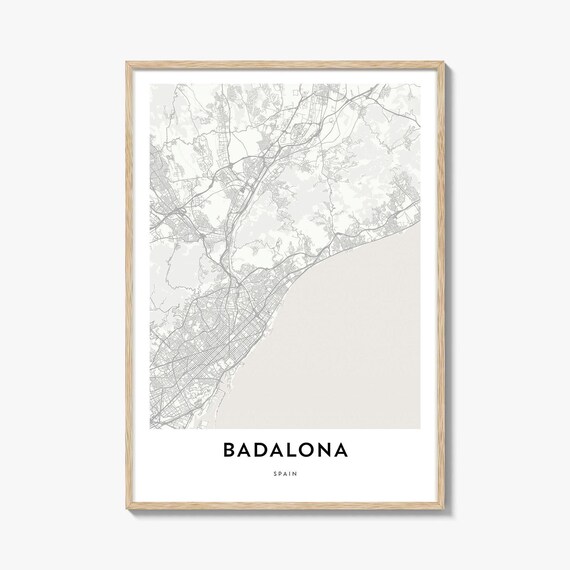 Badalona Spain Minimalist Coastal City Map Street Plan Poster