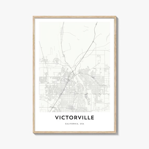 Victorville California Minimalist City Map Street Grid Desert Detail Print