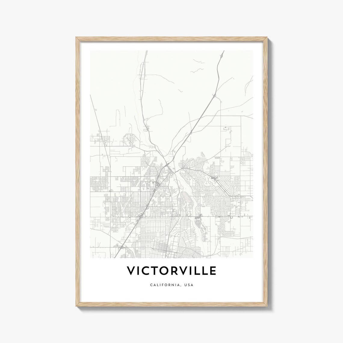 Victorville California Minimalist City Map Street Grid Desert Detail Print