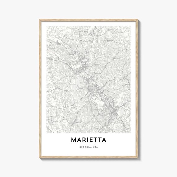 Marietta Georgia City Street Map Minimalist Home Decor Art Poster