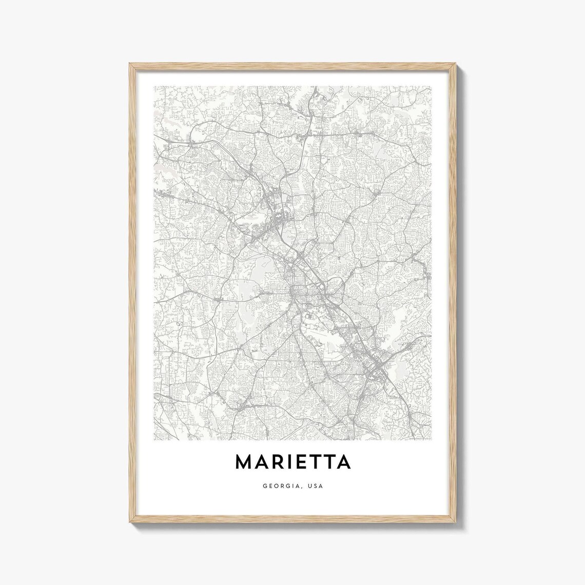 Marietta Georgia City Street Map Minimalist Home Decor Art Poster