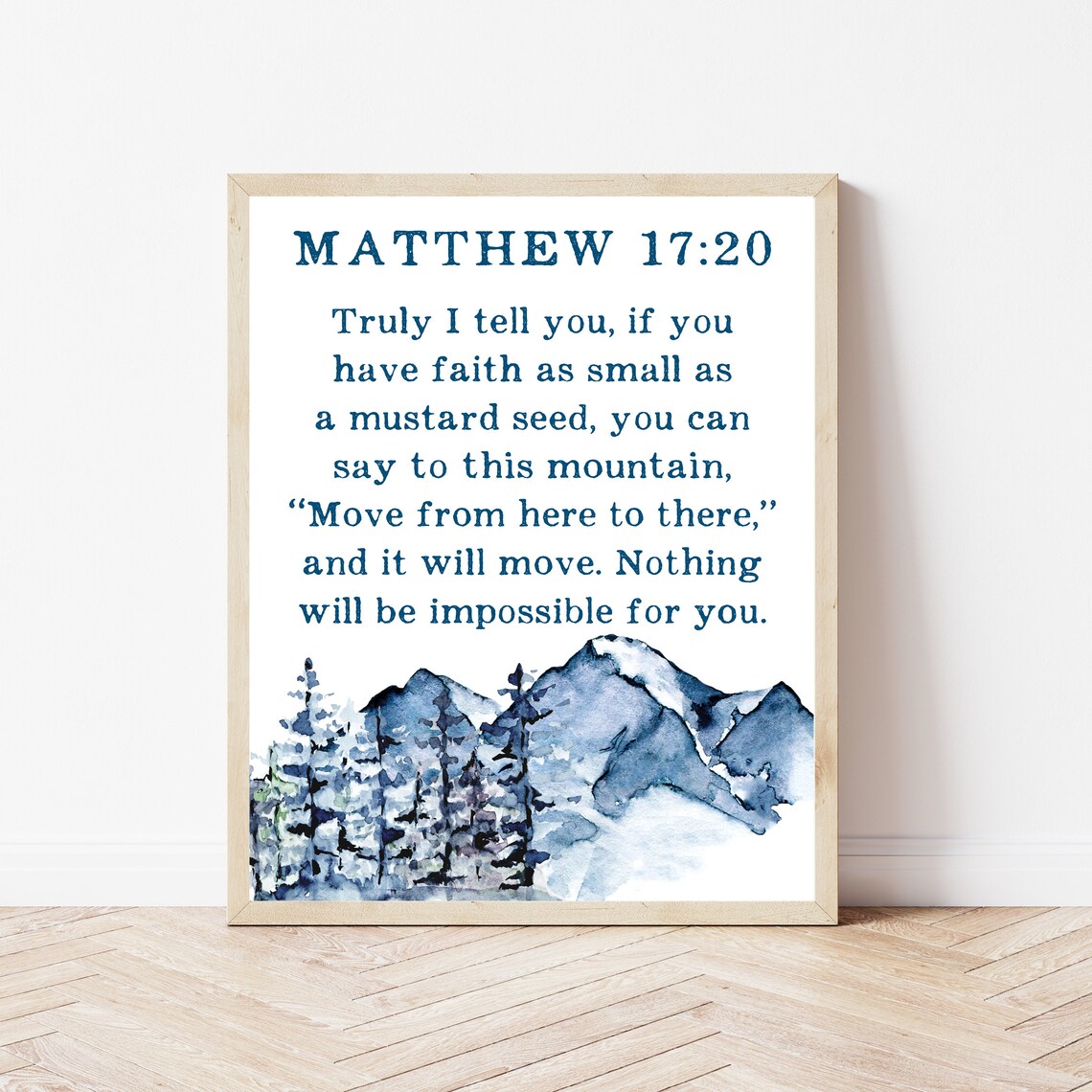 Matthew 1720 Bible Verse For Men Faith As Small A Mustard Seed Mountain Wall Art Scripture Gift Home Decor