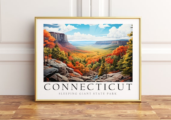 Connecticut Sleeping Giant State Park Autumn Foliage Travel Poster