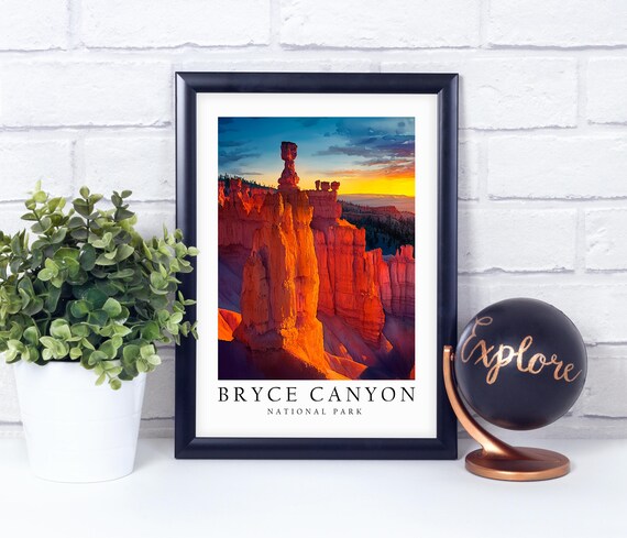 Bryce Canyon National Park Red Rock Hoodoos At Sunset Travel Poster