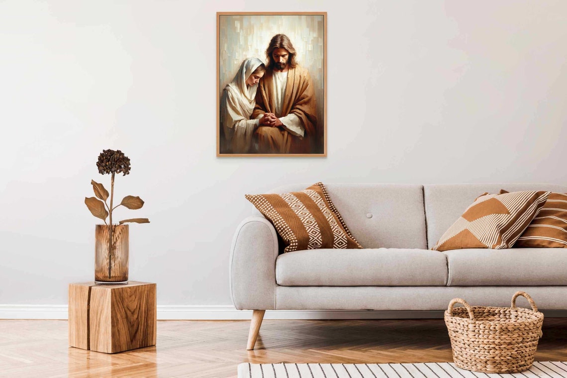 Woman Resting On Jesus's Shoulder In Quiet Prayer Together Art Poster - Image 6