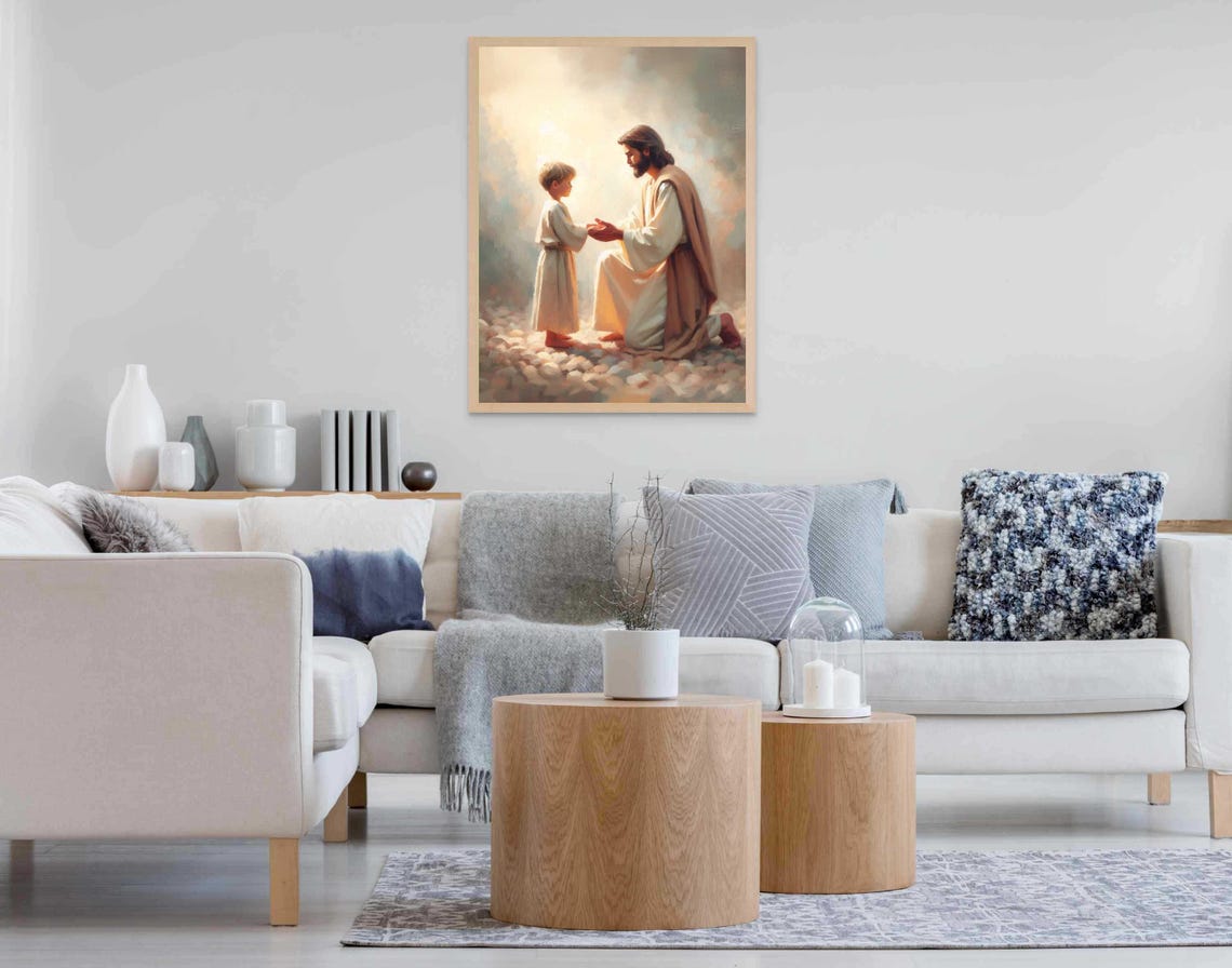 A Gentle Reminder Christian Art Jesus And Boy Picture Of Jesus Lds Painting Bible Print Jesus Art Jesus With Children Png - Image 7