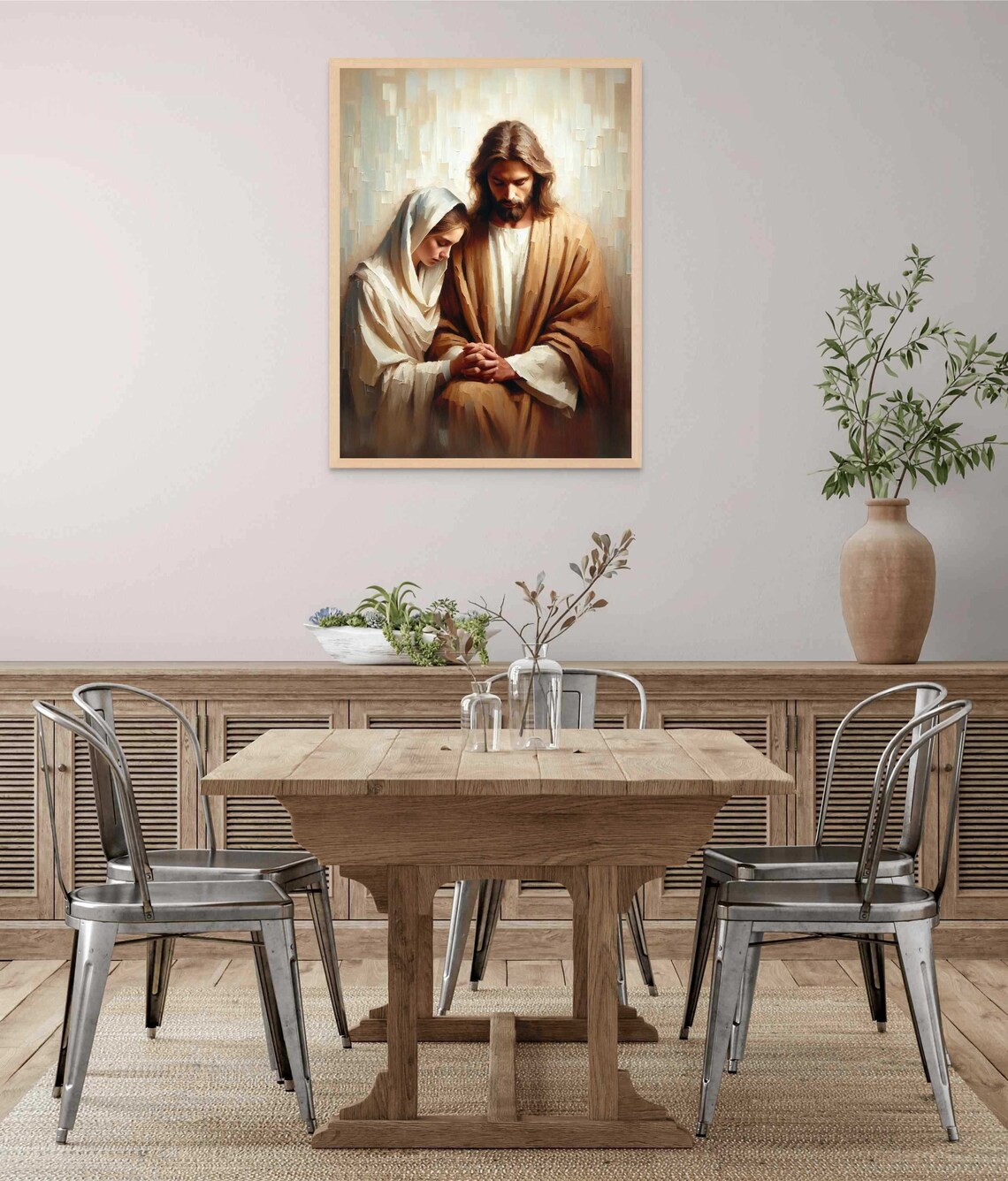 Woman Resting On Jesus's Shoulder In Quiet Prayer Together Art Poster - Image 5