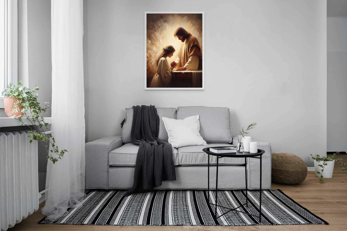 Divine Touch Christian Wall Art Jesus And Girl Art Jesus Wall Art Lds Prints Bible Painting Jesus Heals A Woman Jesus Christ Art - Image 4
