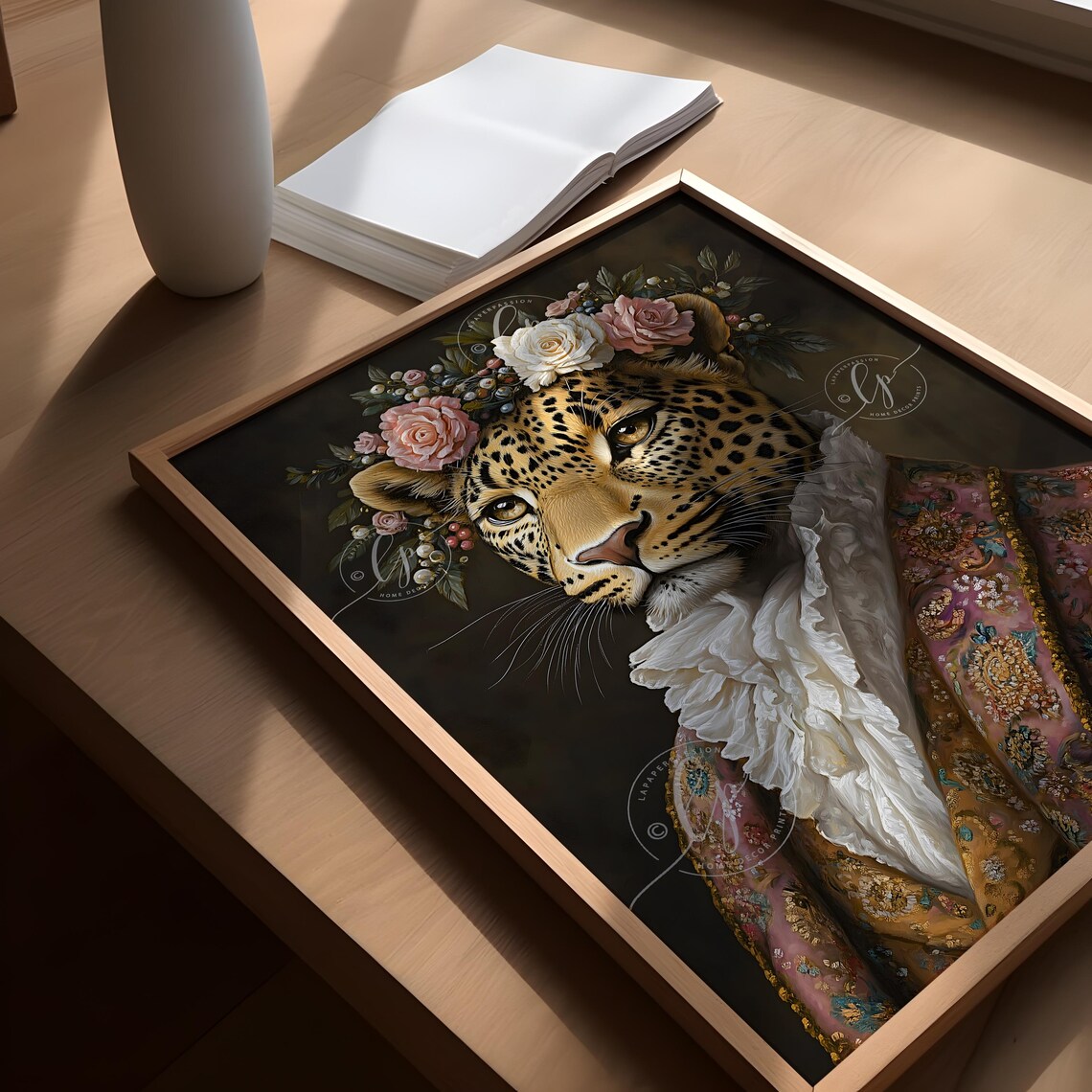 Aristocratic Leopard Floral Crown Baroque Style Maximalist Poster - Image 3