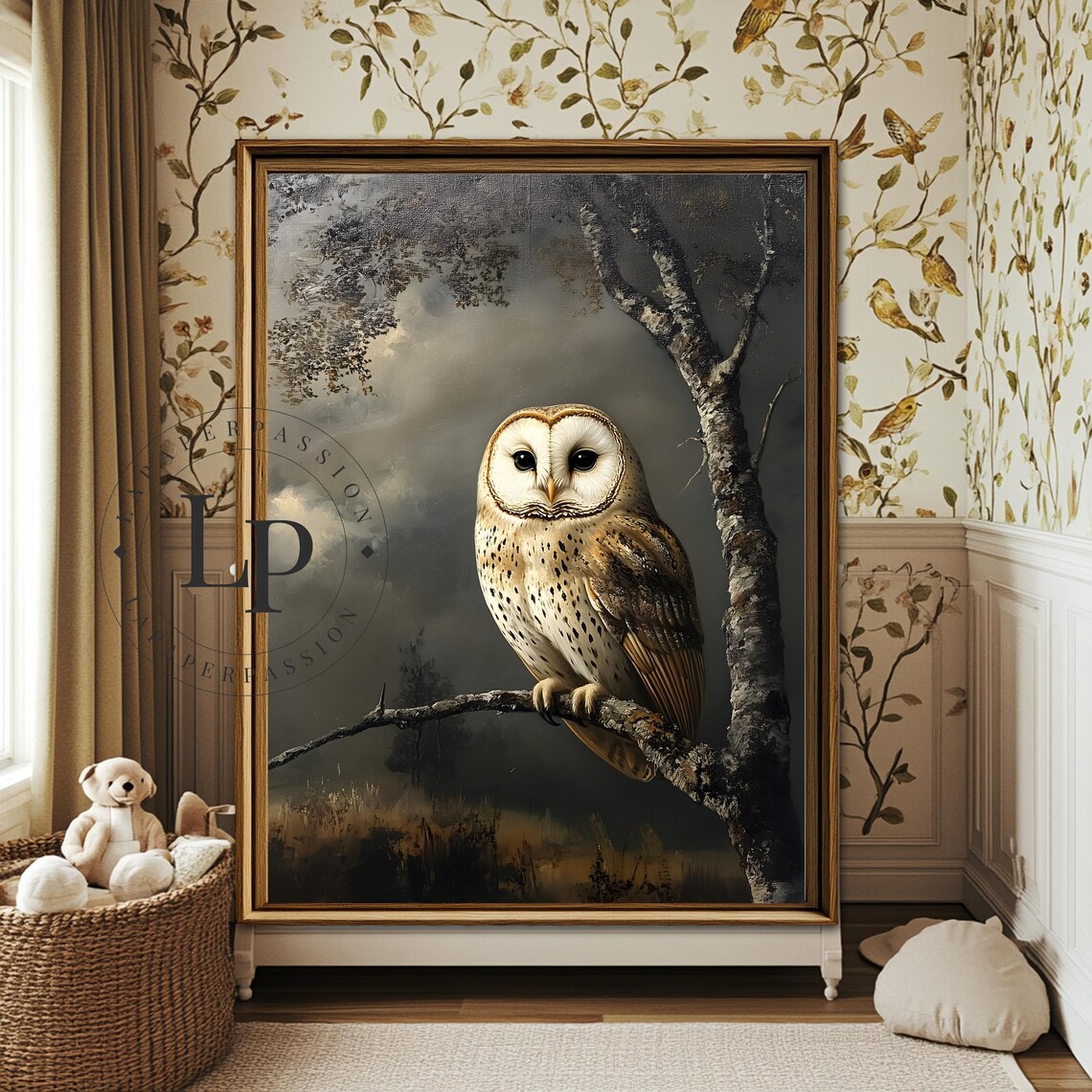 Vintage Owl Oil Painting, Antique Dark Academia - Image 3