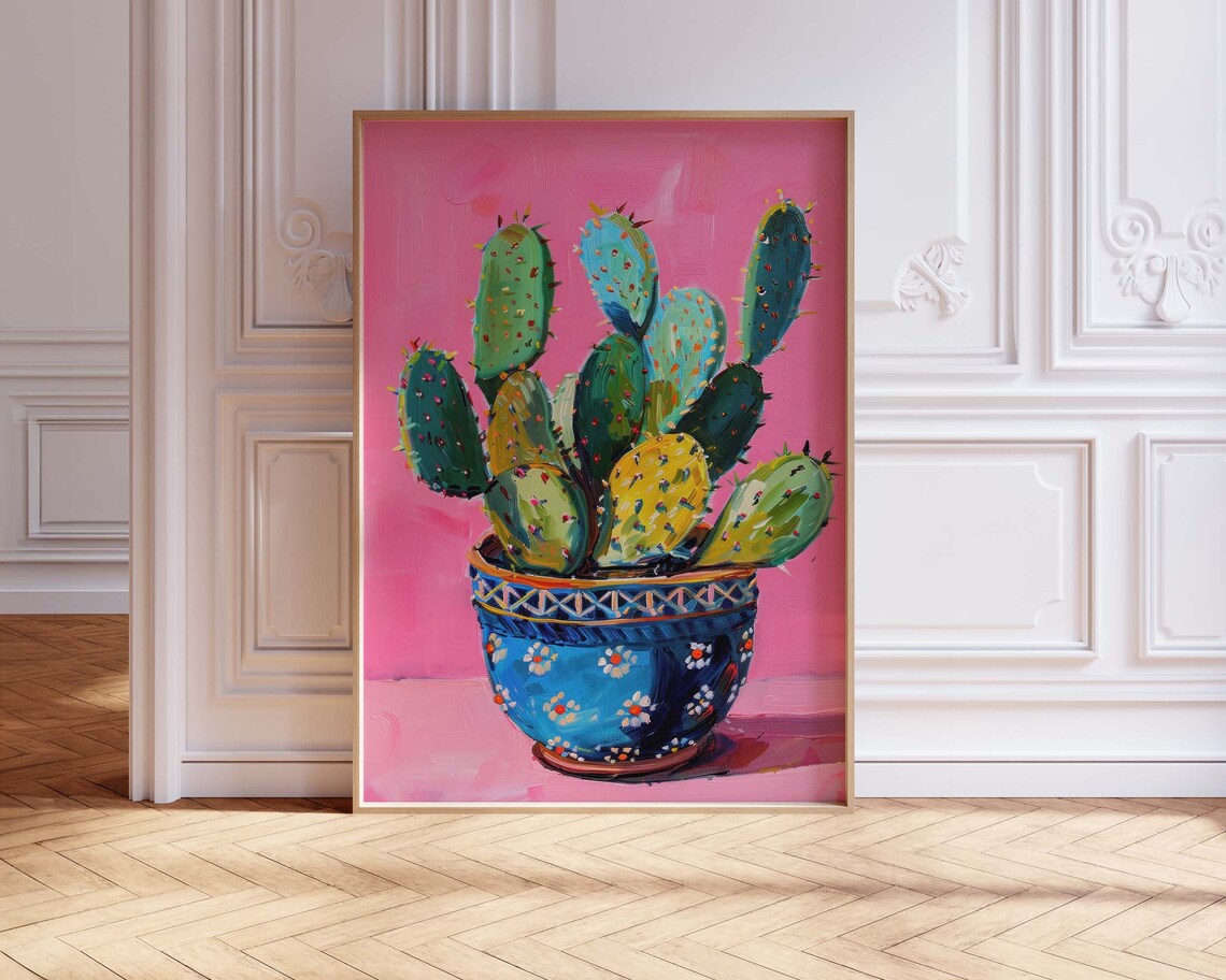 Pink Mexican Cactus Art Print, Maximalist Decor - Image 3