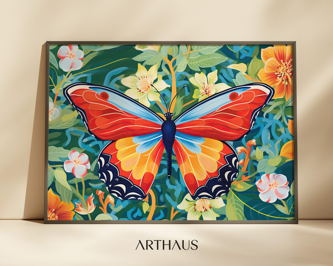 Butterfly Art, Maximalist Eclectic Summer Poster