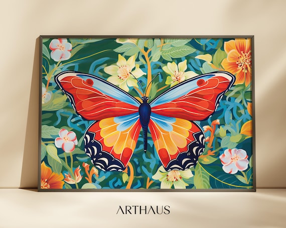 Butterfly Art, Maximalist Eclectic Summer Poster