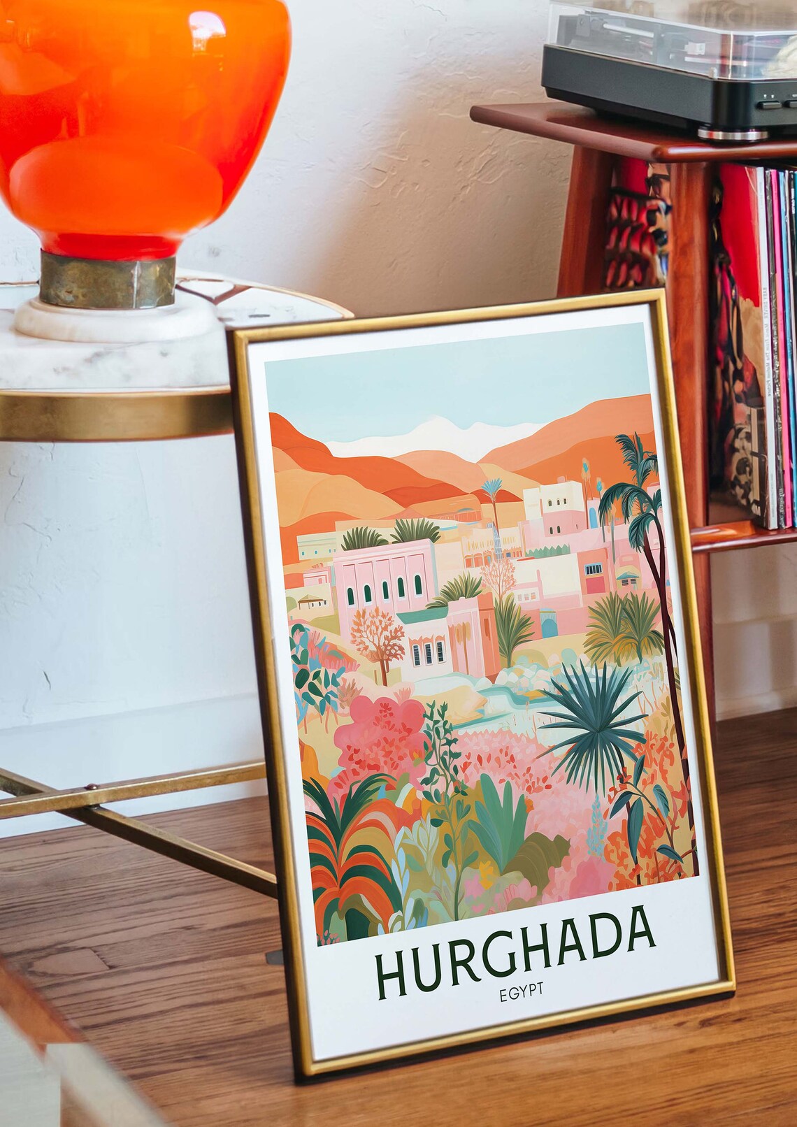 Hurghada Egypt Desert Oasis Village Colorful Scenic Travel Poster - Image 2