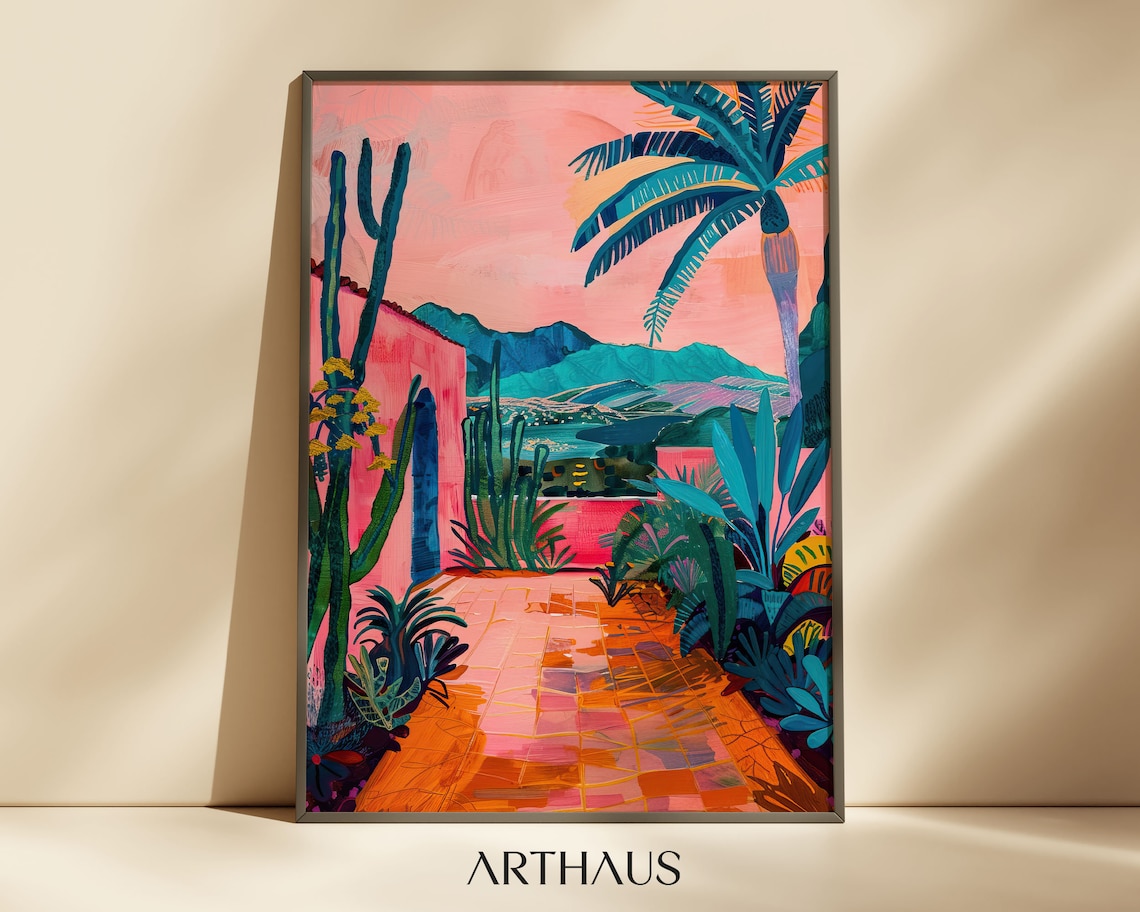 Pink Mexican Travel Poster, Dopamine Decor