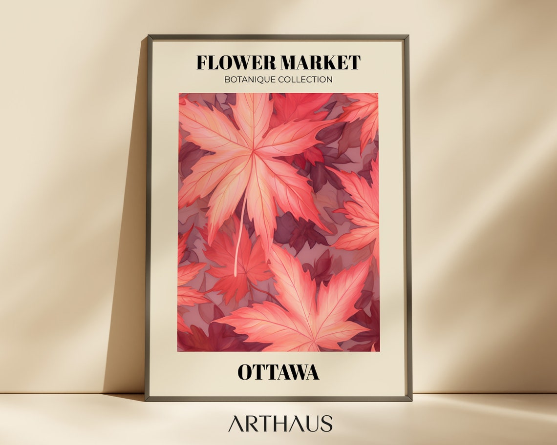Flower Market Ottawa Botanical Collection Red Maple Leaf Art Poster