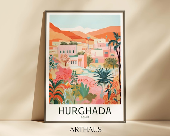 Egypt Poster Hurghada Print Travel Art Home Decor Gift For Her Gift For Him Travel Wall Art