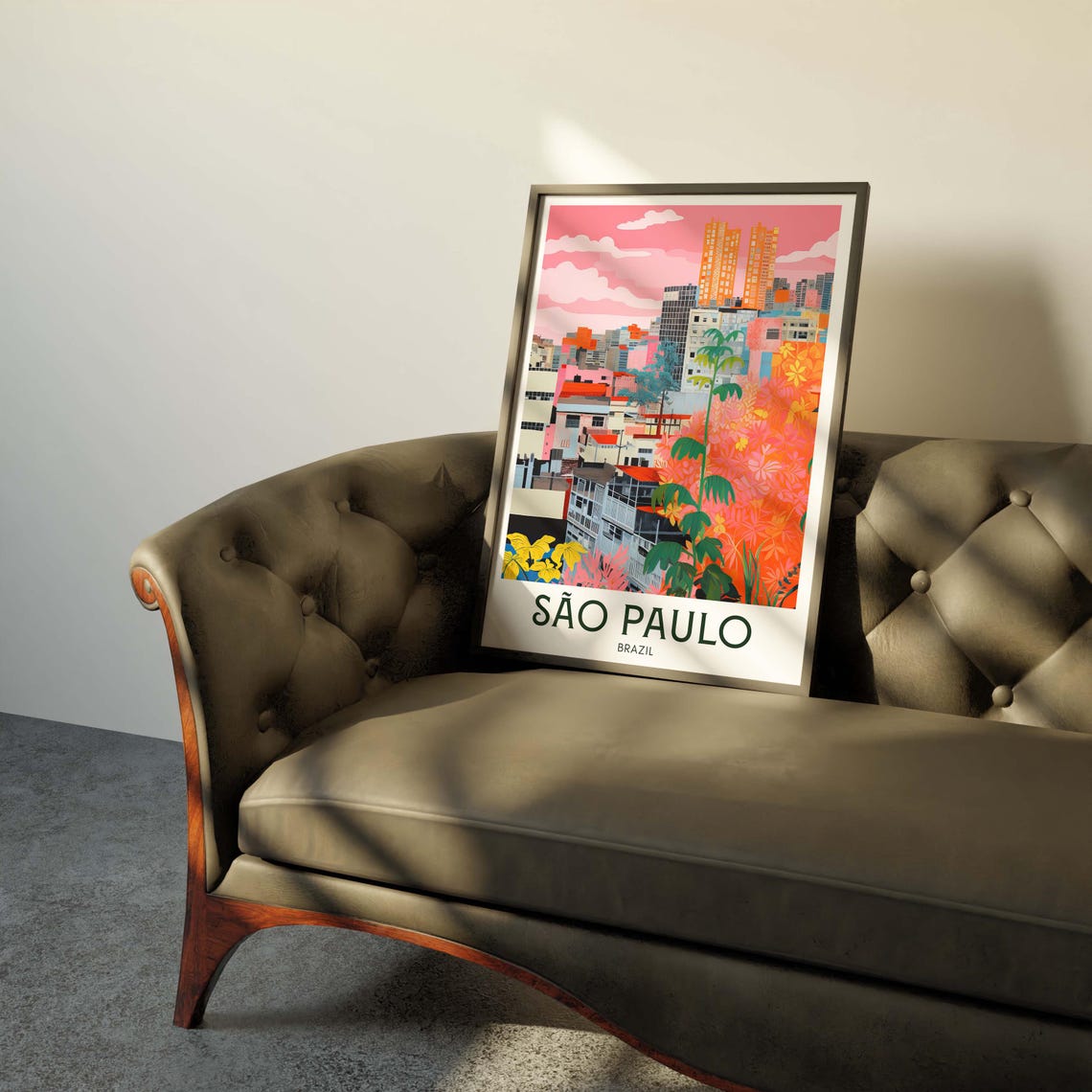 So Paulo Travel Poster Brazil Wall Art South America Travel Gifts Maximalist Home Decor Trendy City Painting - Image 2