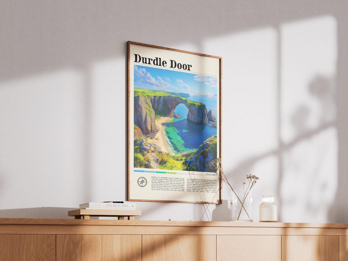 Durdle Door Travel Print England Travel Poster Jurassic Coast Wall Art English Landscape Print Durdle Door Travel Gift Dorset Coast Art - Image 3