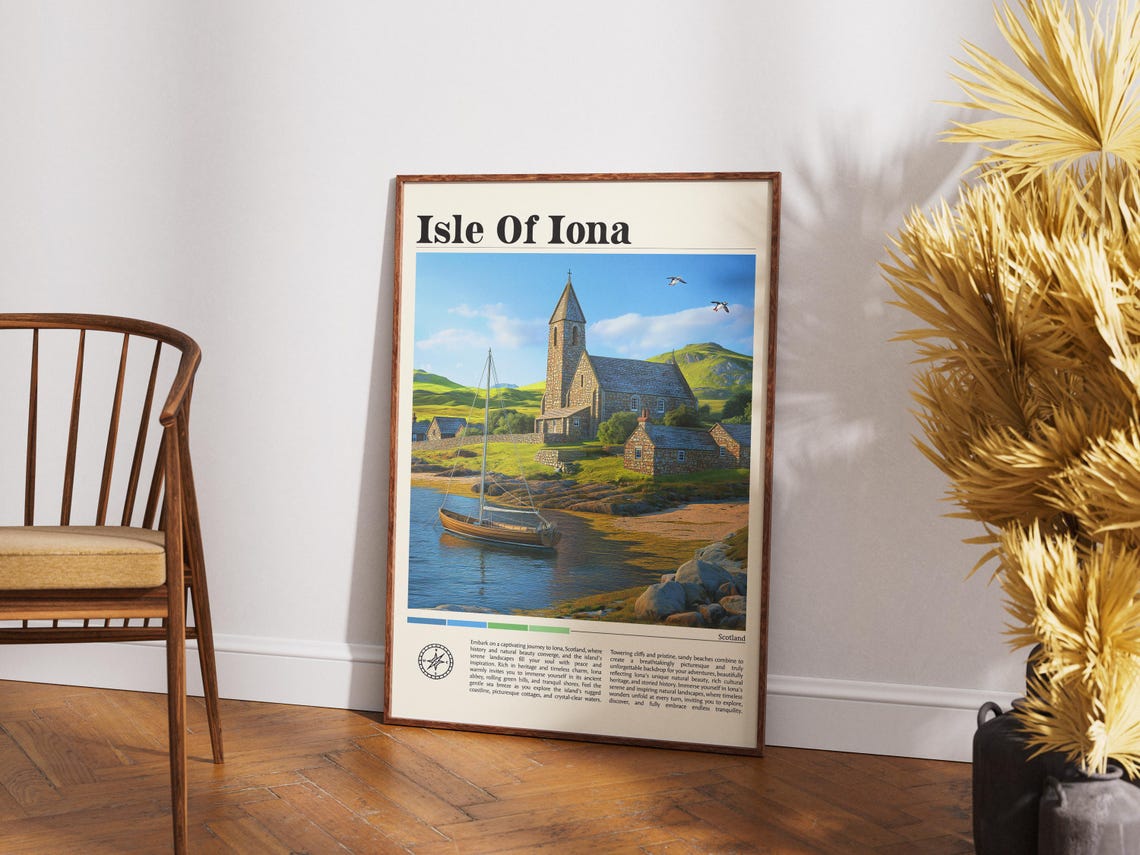 Isle Of Iona Travel Print Scotland Travel Poster Puffin Wall Art Scottish Landscape Print Isle Of Iona Travel Gift Iona Coastal Art - Image 4