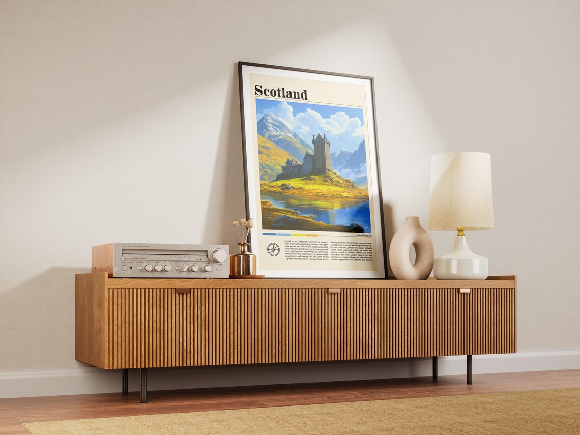 Scotland Highland Castle on Misty Mountain Loch Vintage Travel Poster - Image 7