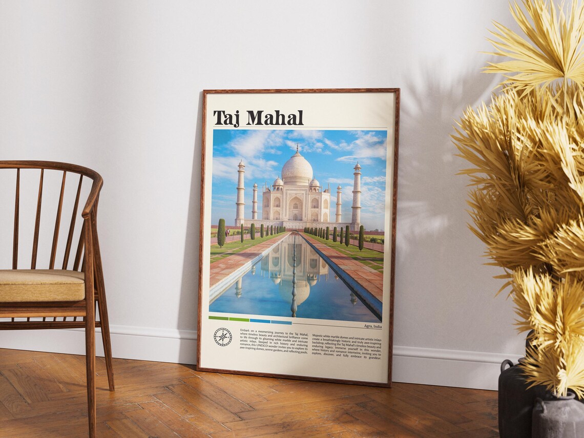 Taj Mahal Agra Travel Print Wall Art Taj Mahal Agra Wall Hanging Home Dcor Taj Mahal Agra Gift Art Lover India 7 Wonders Of The World - Image 4
