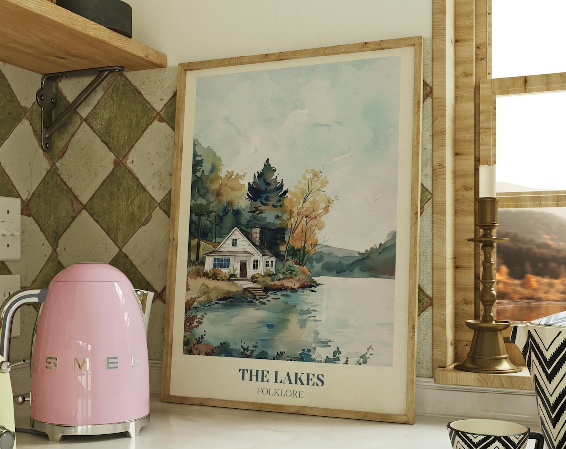 The Lakes Music Wall Art, Folklore Watercolor Print