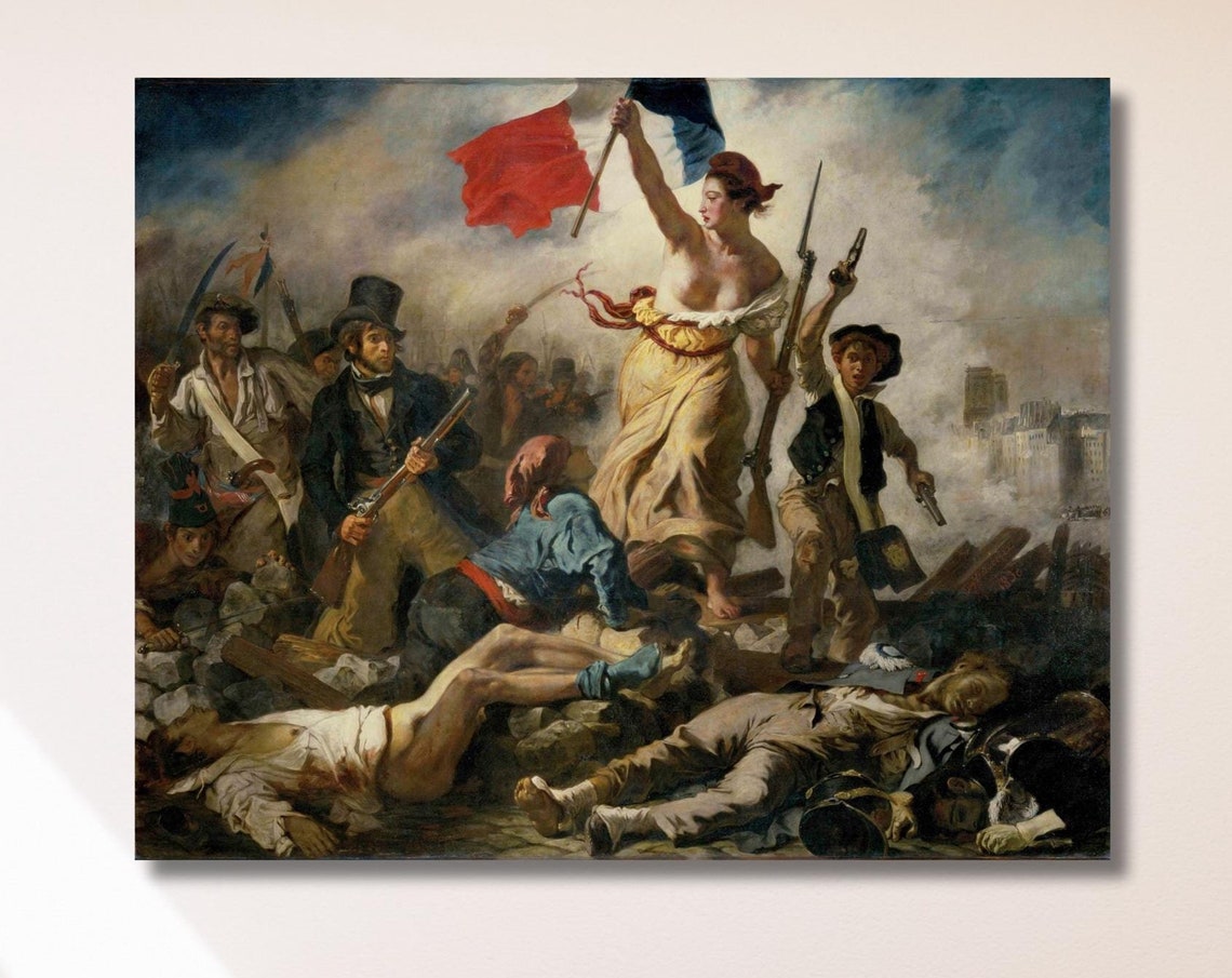Liberty Leading The People Art French Revolution Eugne Delacroix 14th Of July Iconic Artwork Living Room Woman Marching French Flag