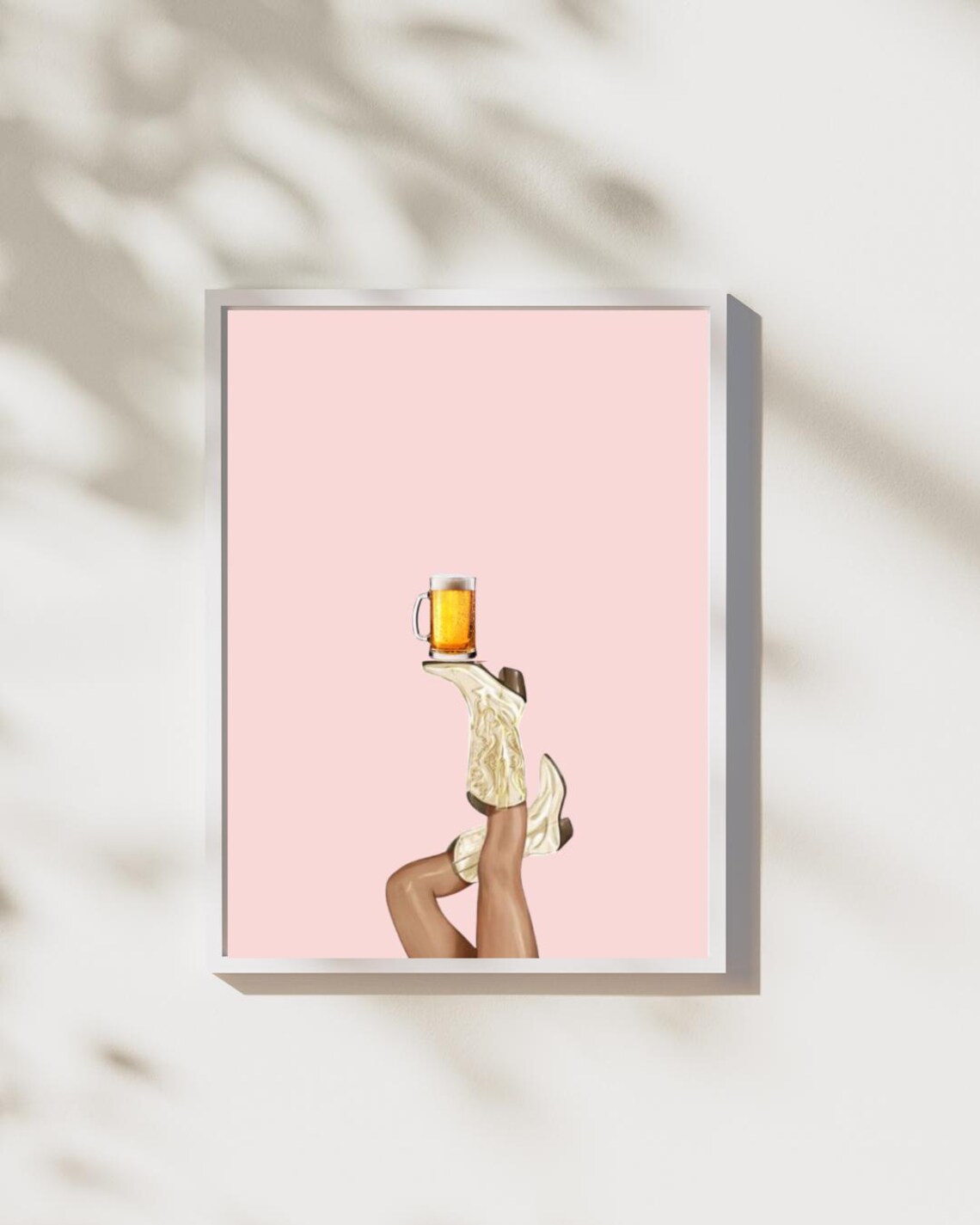 Cowgirl Boots And Beer, Minimalist Retro Poster