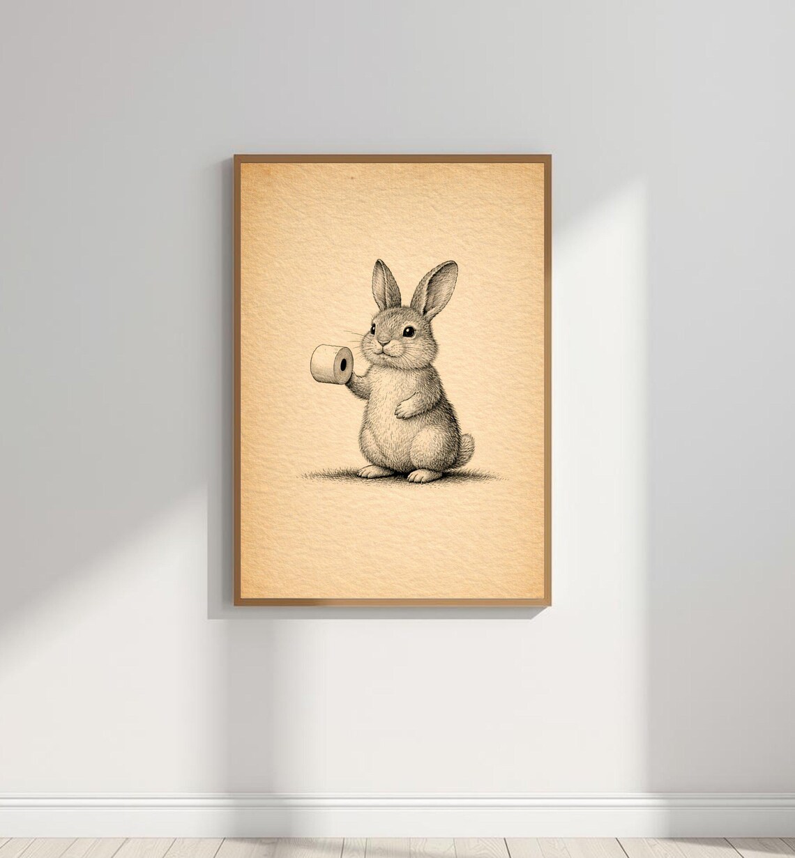 Funny Bunny Bathroom Wall Art Print