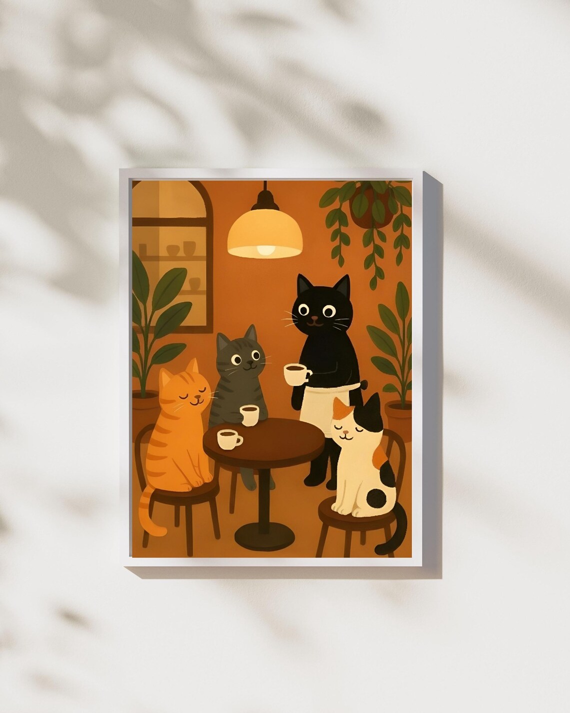 Cozy Cat Cafe Shop Retro Cats Coffee Lover Poster