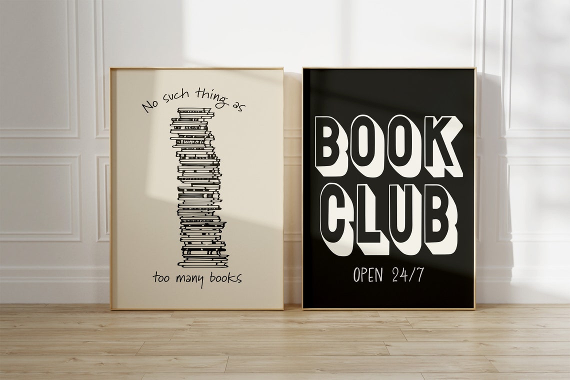 No Such Thing As Too Many Books Tall Tower Cream Reader Quote Poster - Image 2