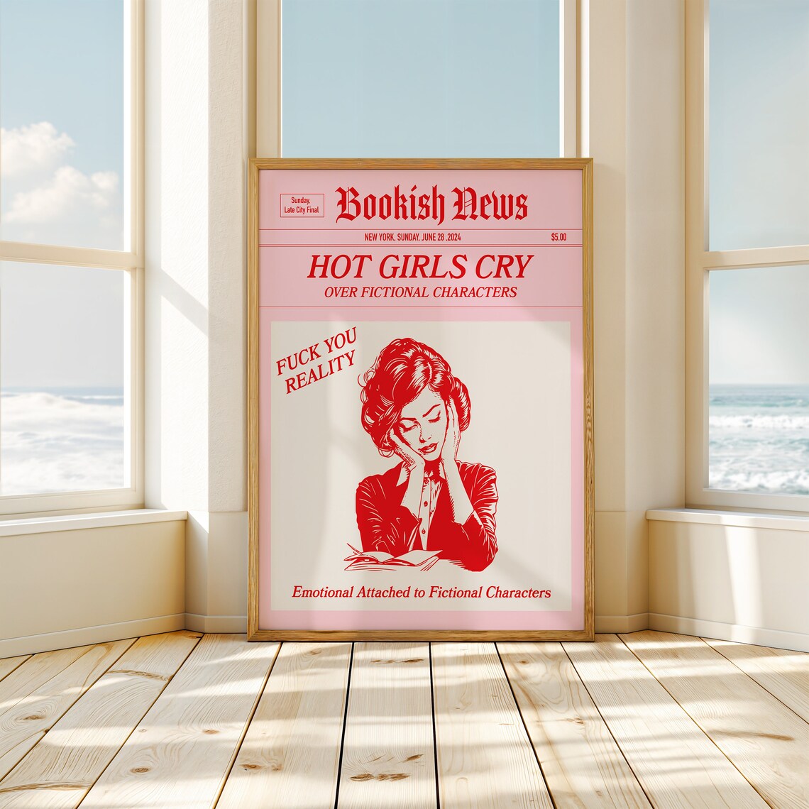 Bookish News Hot Girls Cry Over Fictional Characters Quote Poster - Image 3