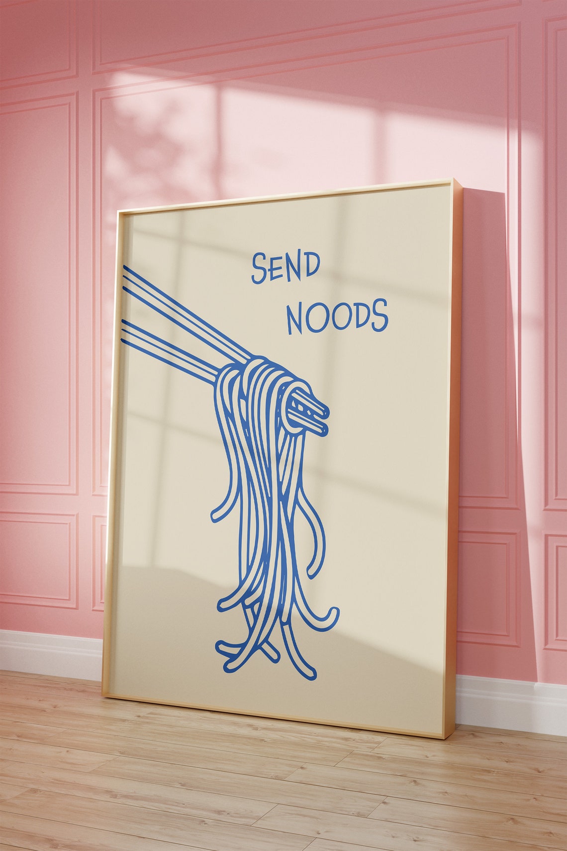 Send Noods Chopsticks Ramen Minimalist Kitchen Typography Poster - Image 2