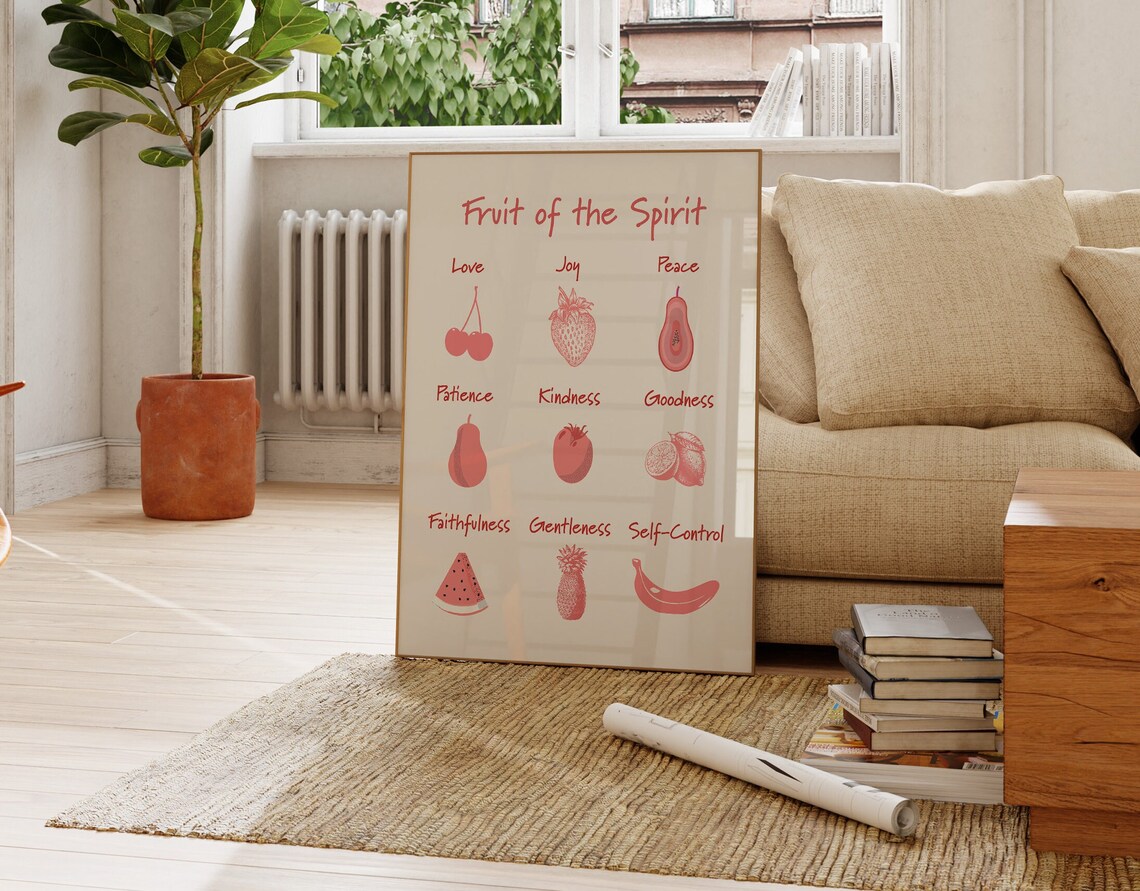 Fruit Of The Spirit Art Prints Christian Wall Art Scripture Posters Bible Art Prints God Art Fruit Wall Art - Image 3