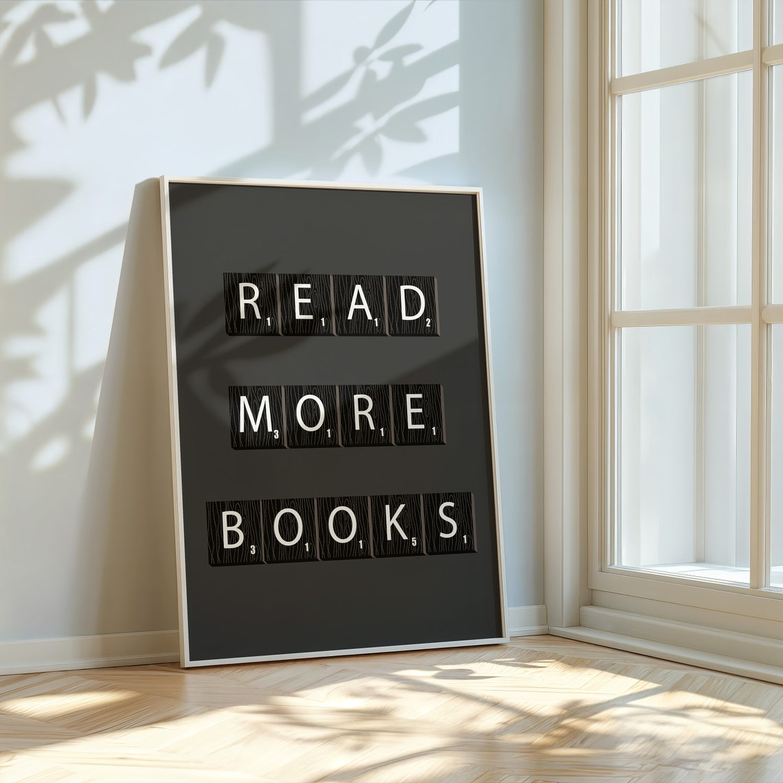Read More Books Black Scrabble Tile Letters Game Room Poster - Image 2