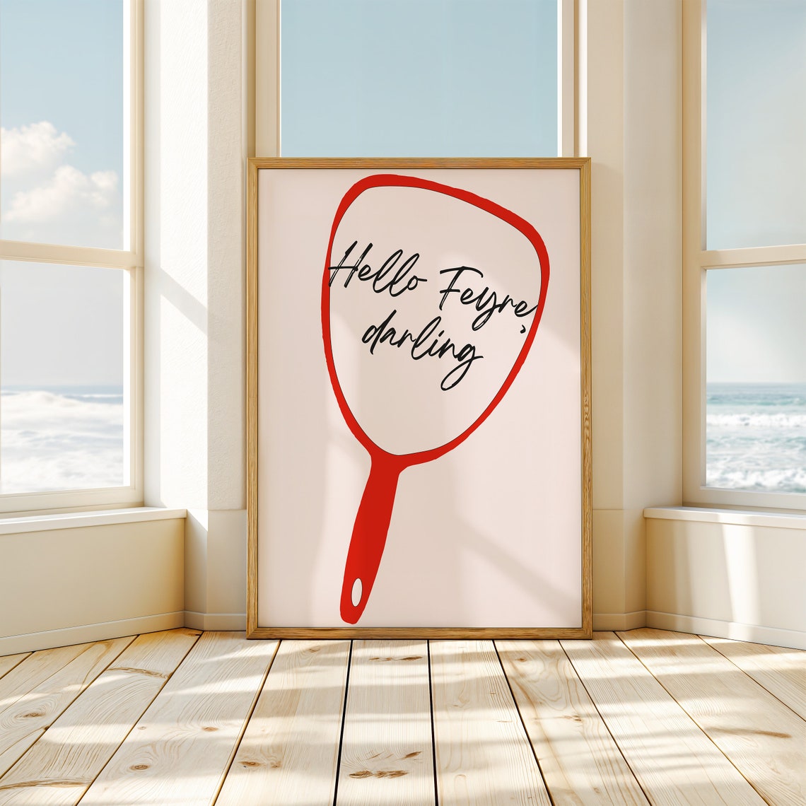 Hello Feyre Darling Red Mirror Script Bookish Romance Poster - Image 3