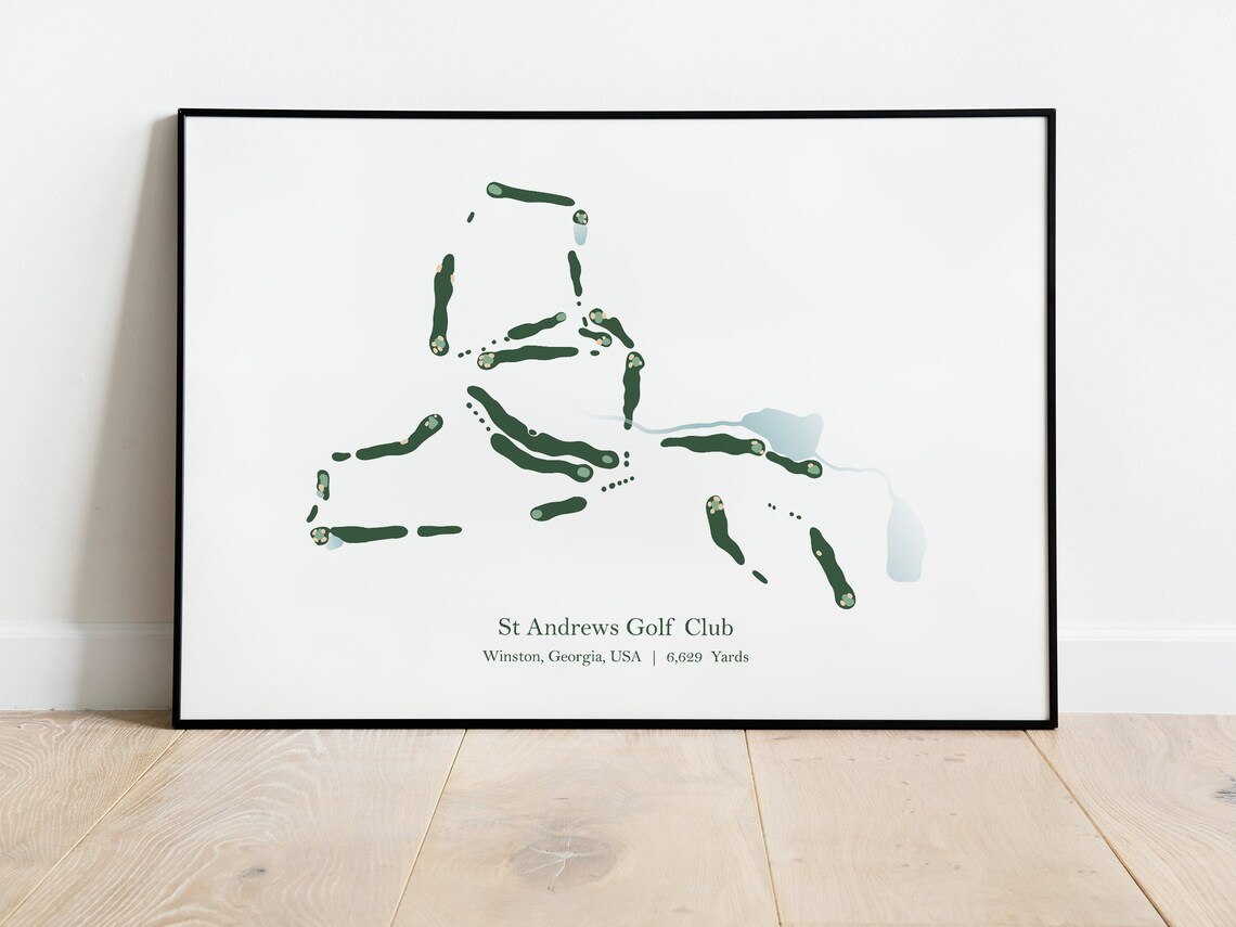 St Andrews Club Course Map Golf Art Print