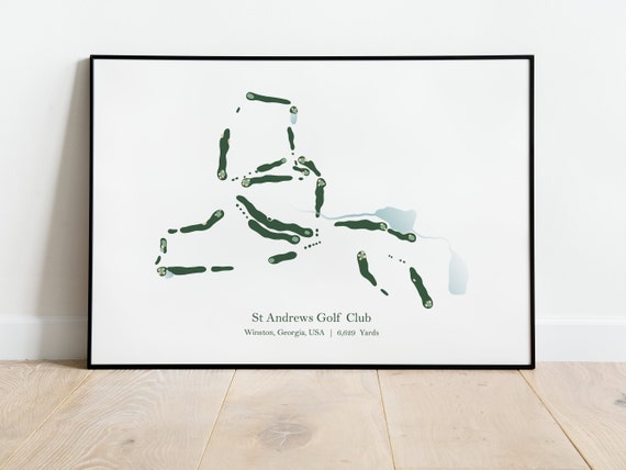 St Andrews Club Course Map Golf Art Print
