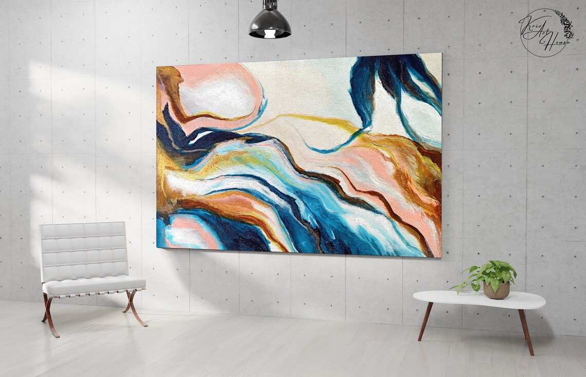 Colourful Abstract Painting, Oversized Wall Art Print - Image 3