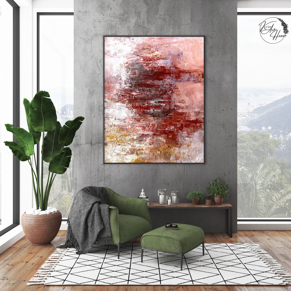 Pink Abstract Painting, Oversized Wall Art - Image 3